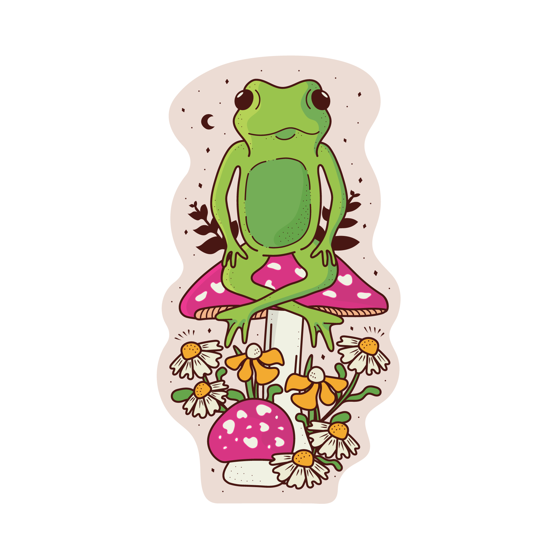 Floral Froggy &amp; Fungi - Vinyl Sticker