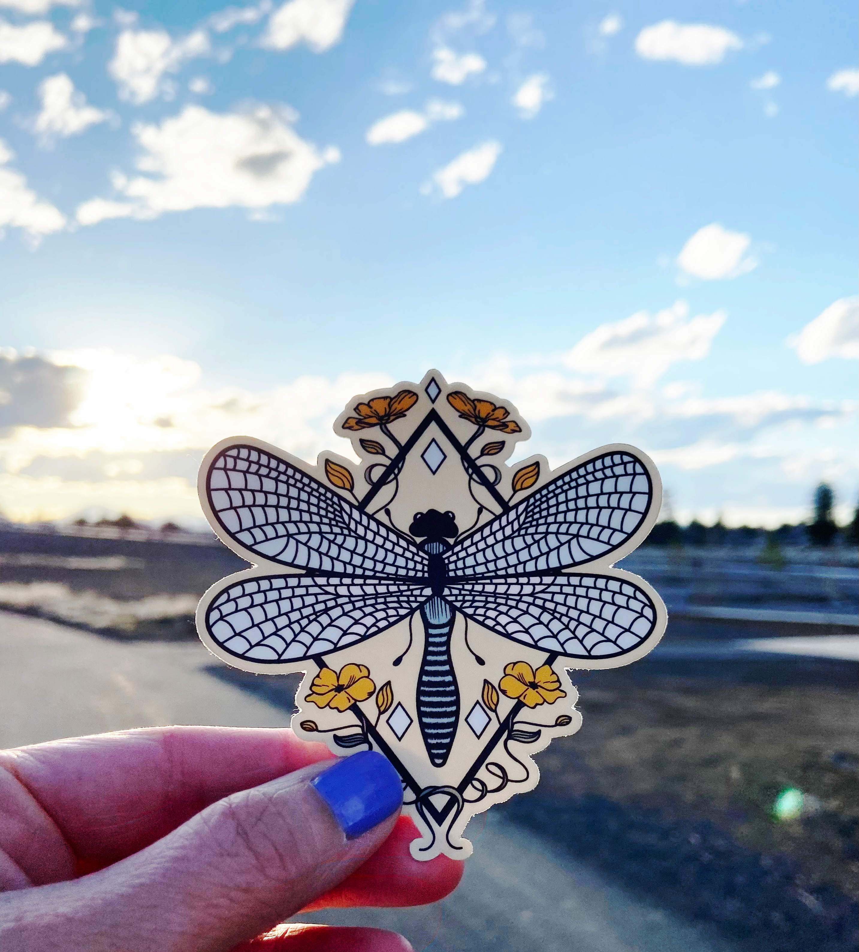 Floral Dragonfly - Vinyl Sticker