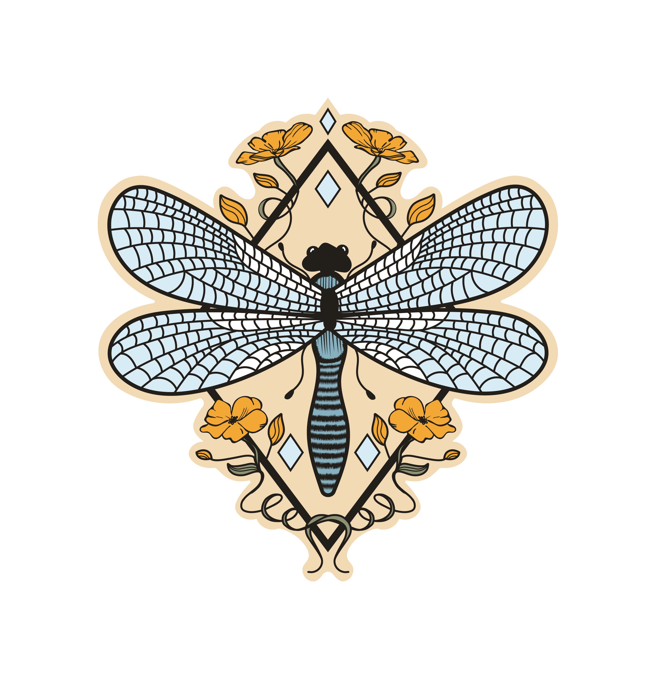 Floral Dragonfly - Vinyl Sticker