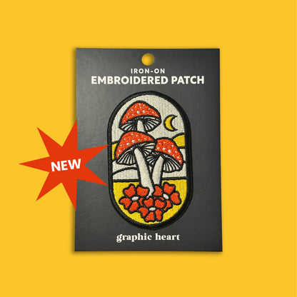 Moonlit Mushrooms - 100% Embroidered Iron on Patch