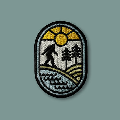Bigfoot Scene - 100% Embroidered Iron on Patch