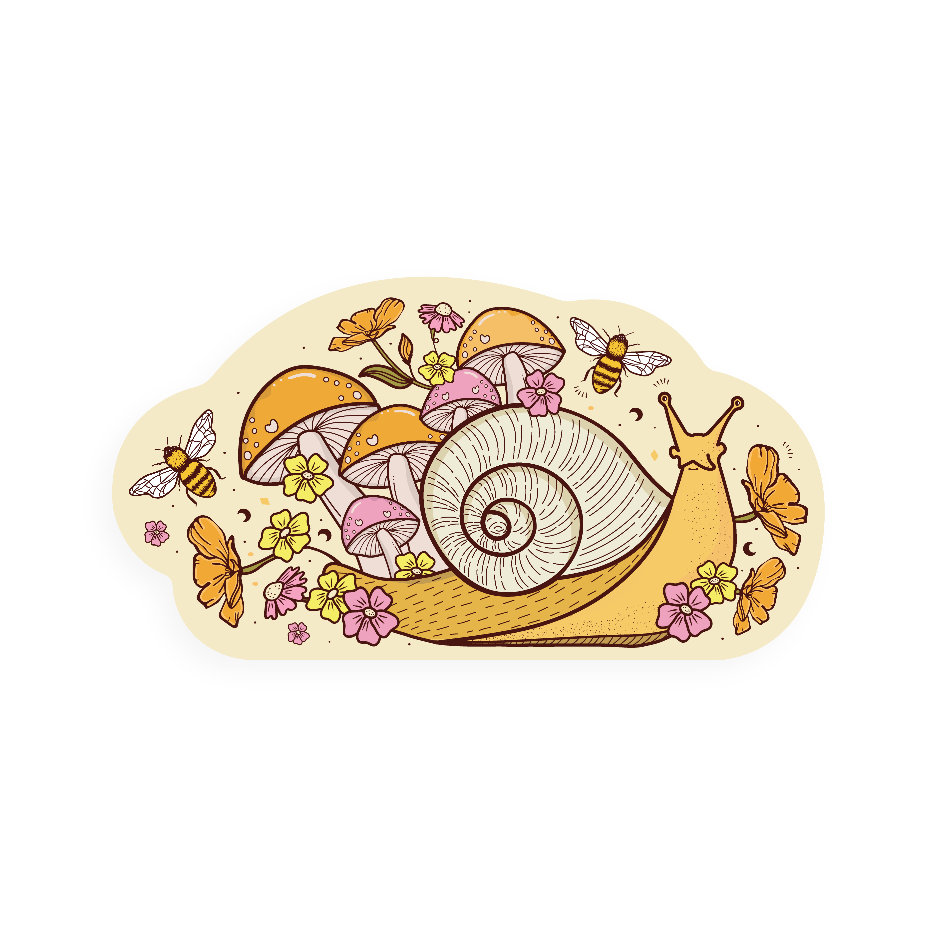 Whimsical Floral Snail - Vinyl Sticker