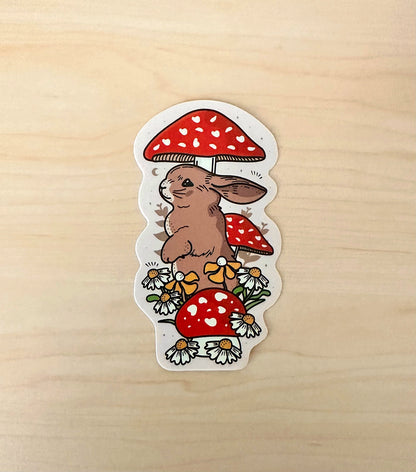 Floral Bunny &amp; Fungi - Vinyl Sticker