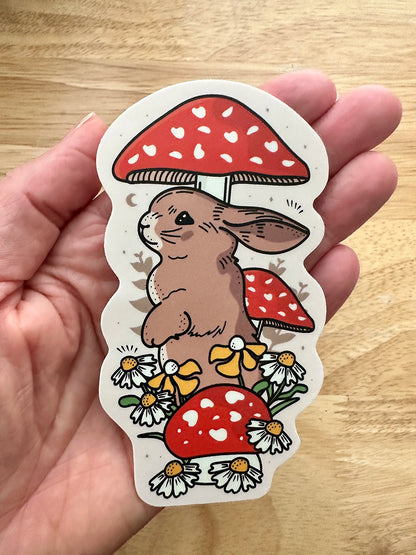 Floral Bunny &amp; Fungi - Vinyl Sticker