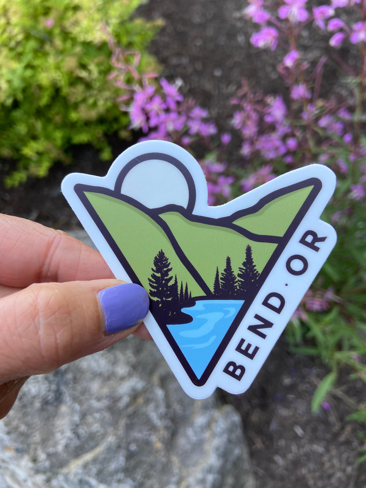 Bend Rafting Sticker Triangle Mountain Bend Oregon - Vinyl Sticker – Graphic Heart Design Studio