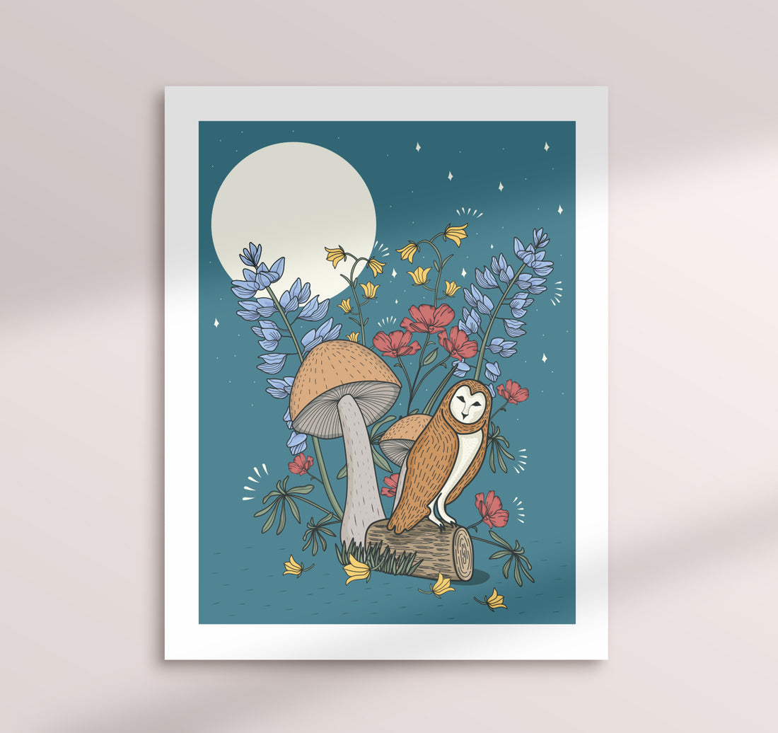 Woodland Creatures: Observant Owl - Art Print