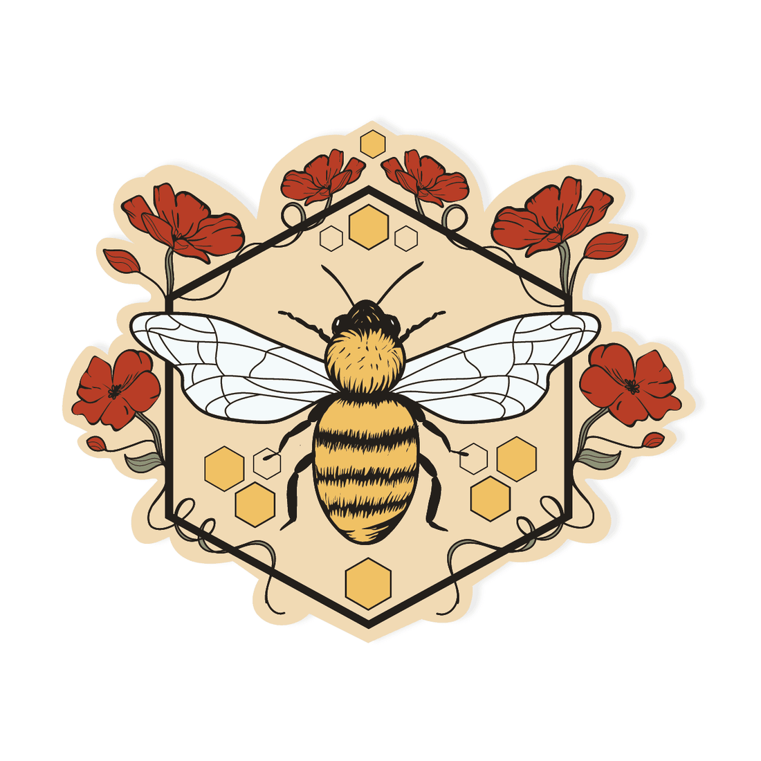 Floral Bee Vinyl Sticker - Shop Graphic Heart