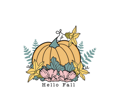 Hello Fall Floral Pumpkin - Clear Sticker - Shop Graphic Heart