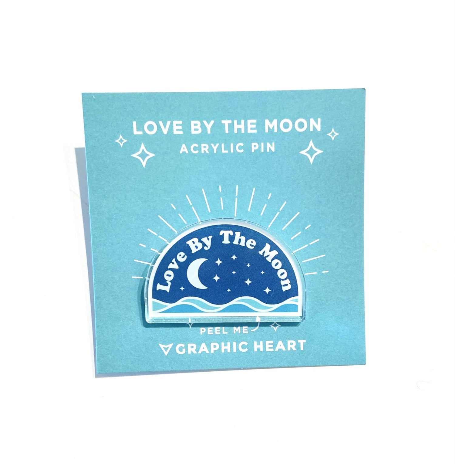 Love By The Moon Acrylic Pin - Shop Graphic Heart