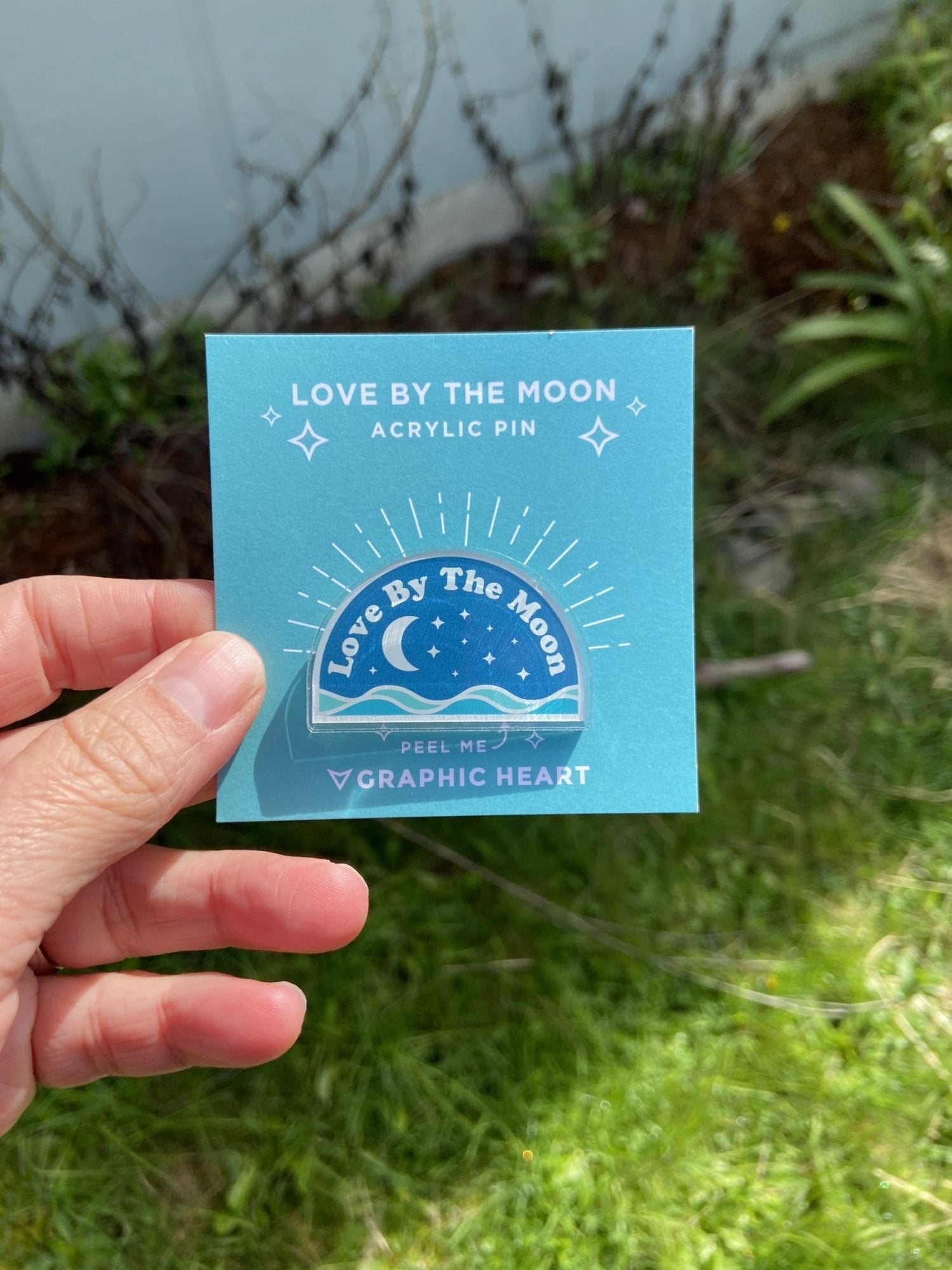 Love By The Moon Acrylic Pin - Shop Graphic Heart