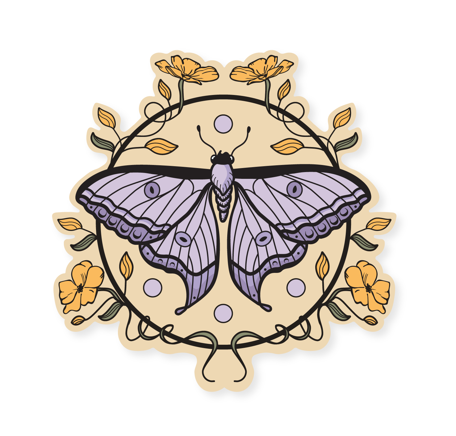 Floral Moth - Vinyl Sticker