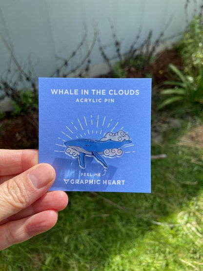 Whale in The Clouds Acrylic Pin - Shop Graphic Heart